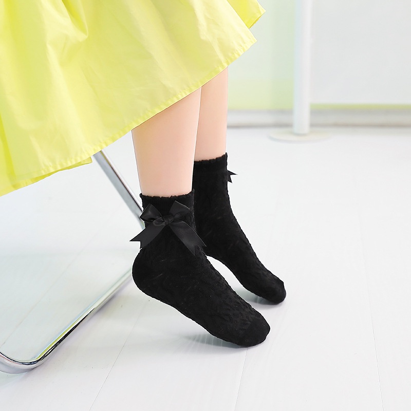 Vớ Ren Cotton Mỏng Màu Đen/Trắng Thời Trang Xuân Hè Cho Bé Gái