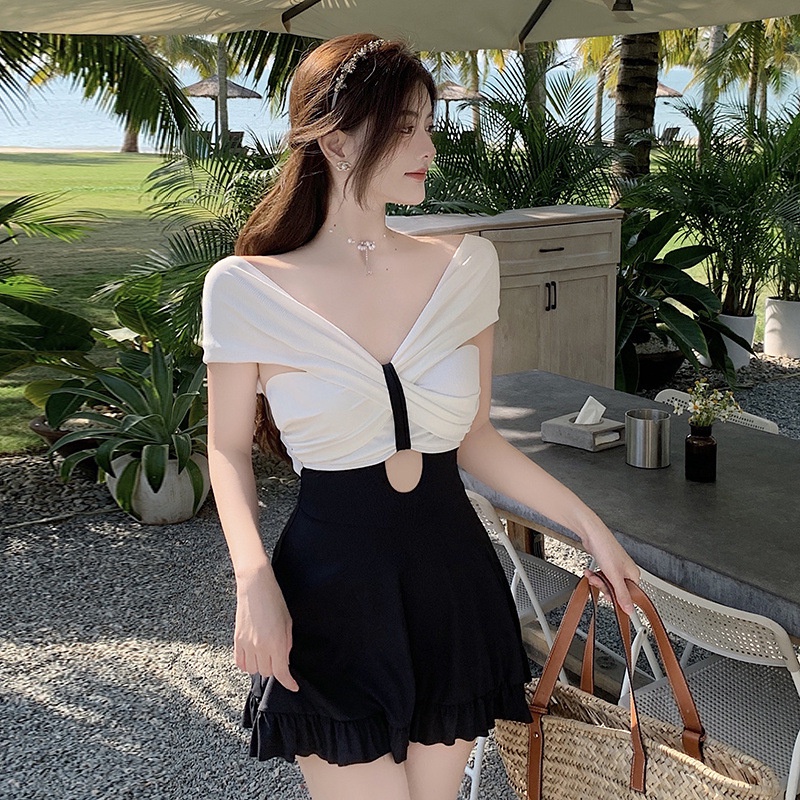 Đồ Bơi Một Mảnh Cổ Chữ V Thời Trang Xinh Xắn Cho Nữ