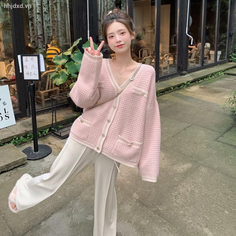Áo khoác len cổ chữ V phong cách Hàn Quốc thời trang mùa thu mới 2021