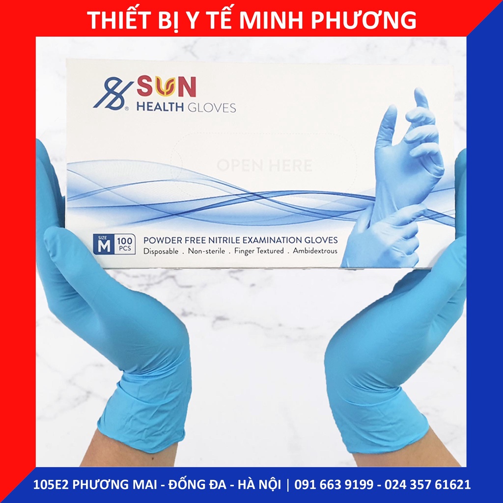 Găng tay xanh y tế không bột Sun Health Gloves