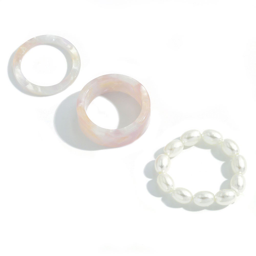 Bộ 3 Nhẫn Nhựa Resin Tròn Thời Trang Hàn Quốc 2021