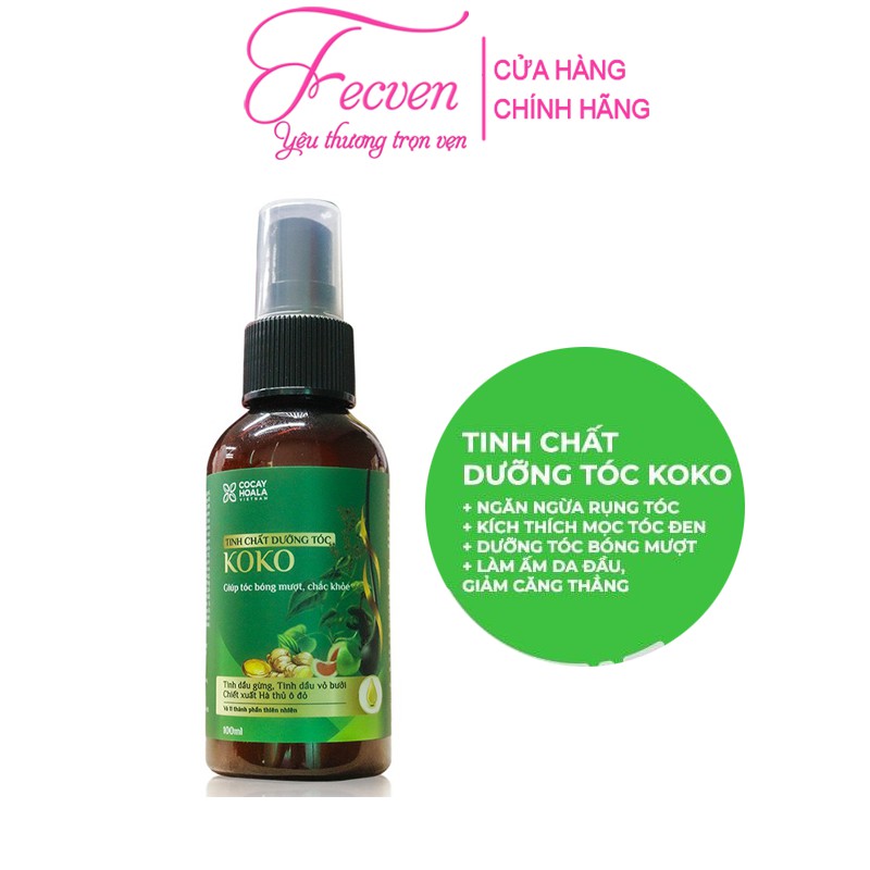 Tinh chất dưỡng tóc KoKo Cocayhoala - Ngăn rụng tóc - Kích thích mọc tóc - Giúp tóc mềm mượt, Chai 100ml FECVEN