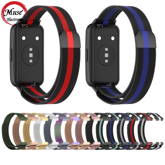 Dây Đeo Đồng Hồ Bằng Thép Không Gỉ Dạng Lưới Từ Tính 21cm Tương Thích Với Huawei Band 7