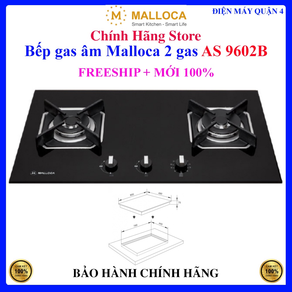 Bếp gas âm Malloca 2 gas AS 9602B