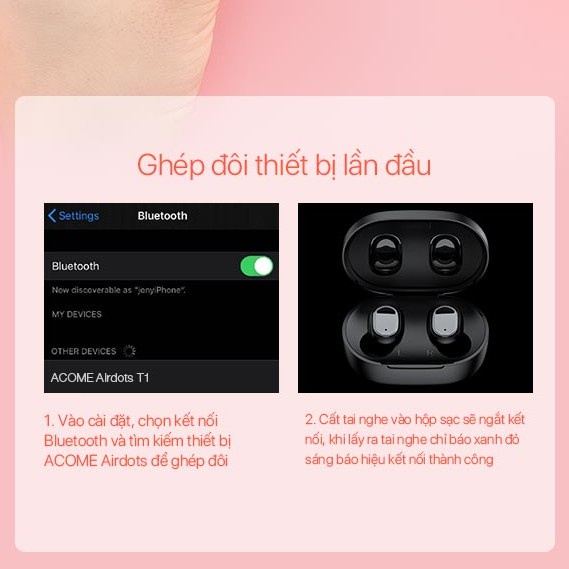 Tai Nghe Không Dây ACOME Airdots T1 Bluetooth 5.0 Màn Hình LED Play Time Lên Đến 12h Hàng Chính Hãng Bảo Hành 12 Tháng