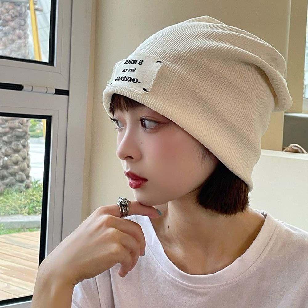 Mũ Beanie Dệt Kim Mềm Co Giãn Màu Trơn Thời Trang Xuân Hè Cho Nữ