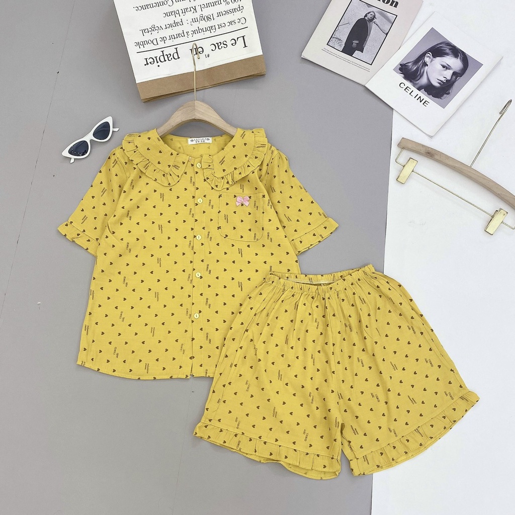 Bộ đồ mặc nhà chất đũi đùi hoa nhí siêu xinh