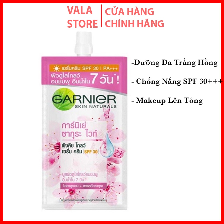 Kem dưỡng 6 tuýp dưỡng trắng da mặt garnier skin naturals màu hồng chính hãng thái lan 7 ml