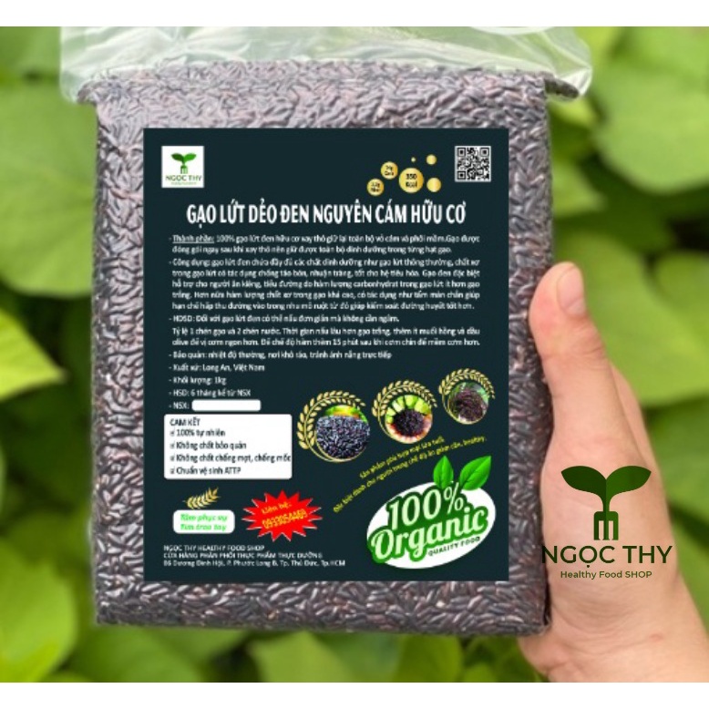 [NT Food] Gạo lứt đen nguyên cám hữu cơ, cơm lức dẻo nấu không ngâm ăn kiêng eatclean giảm cân gói 1kg