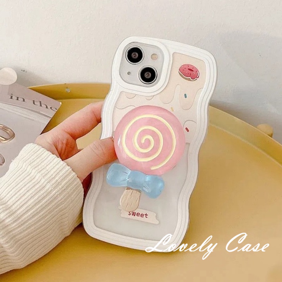 IPhone 14 13 12 11 Pro Max X XR Xs Max 8 7 6 6s Plus SE 2020Ốp Điện Thoại Mềm Trong Suốt Có Giá Đỡ Hình Que Kem Cho