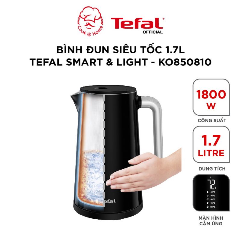 Bình đun siêu tốc Tefal Smart &amp; Light KO850810 - 1800W, 1.7L