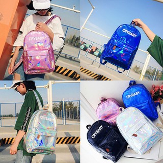 Balo ulzzang hologram bóng thêu Crybaby loại siêu dày dặn