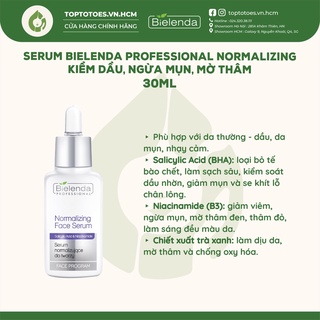 Serum kiềm dầu, ngừa mụn, mờ thâm Bielenda Professional Normalizing & Mattifying với BHA và Niacinamide - 30ml