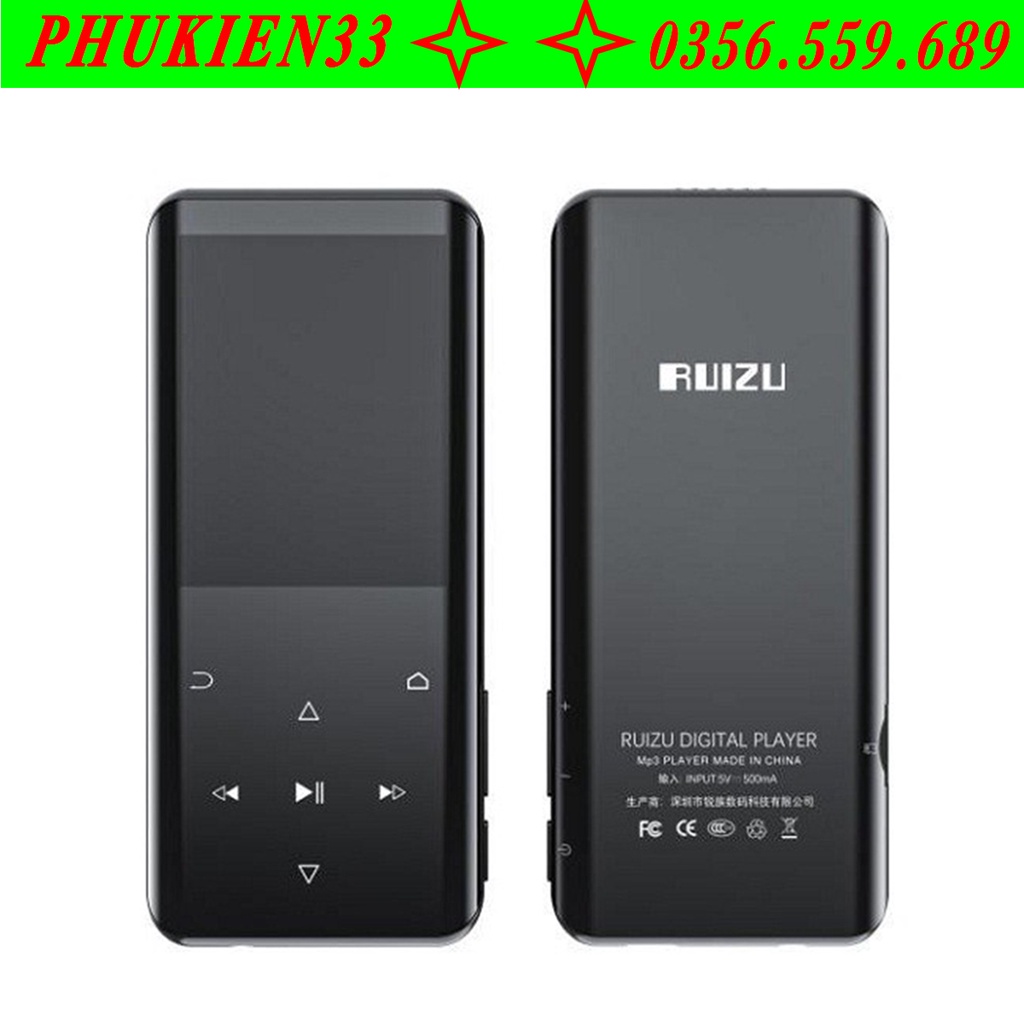 Máy nghe nhạc Ruizu D25 hỗ trợ Bluetooth 5.0 bộ nhớ trong 16G màn hình cong 2.4inch