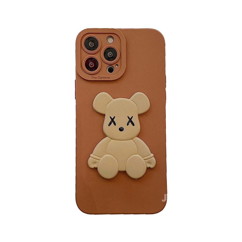 Ốp điện thoại TPU silicon mềm kiểu gấu ba chiều cho Iphone 13 12 11 PRO MAX XR 7 8 Plus