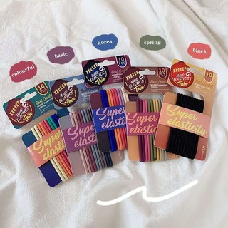 Set Cột tóc thun sợi nhỏ co giãn nhiều màu Độ co giãn siêu cao 10 Dây