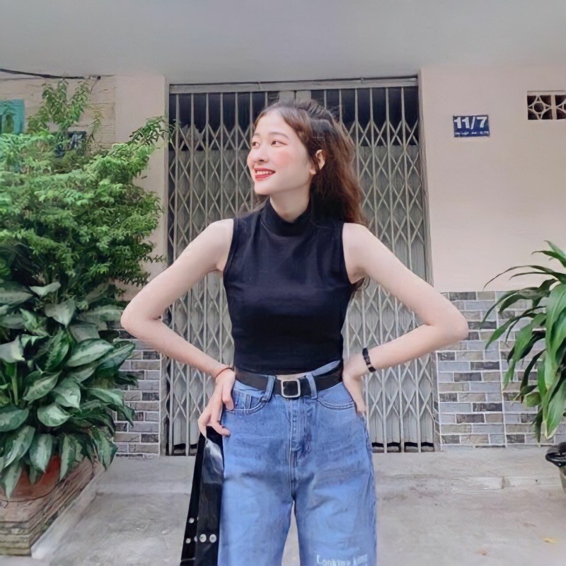 Áo croptop nữ kiểu ôm, áo thun croptop cổ lọ sát nách chất vải cotton mềm mịn LIKANO CRT27 | BigBuy360 - bigbuy360.vn