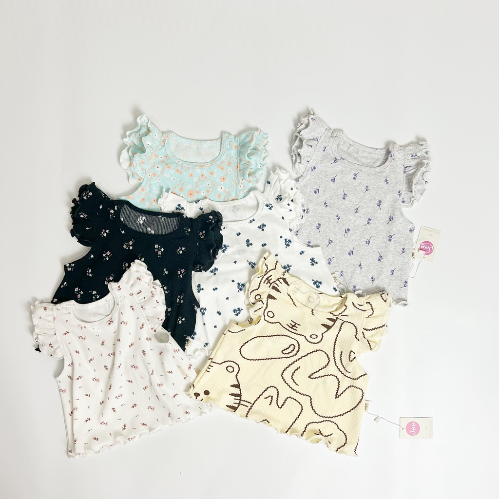 JEE Kids - Bộ cánh tiên tay đôi quần lửng thun tăm cao cấp họa tiết xinh xắn cho bé gái