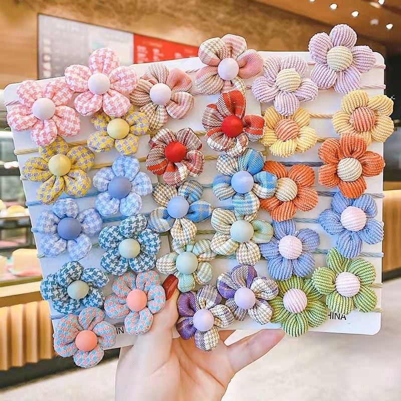 Dây Buộc Tóc Cao Su Bọc Vải Họa Tiết Hoa Đơn Giản Thời Trang Hàn Quốc Dễ Phối Đồ