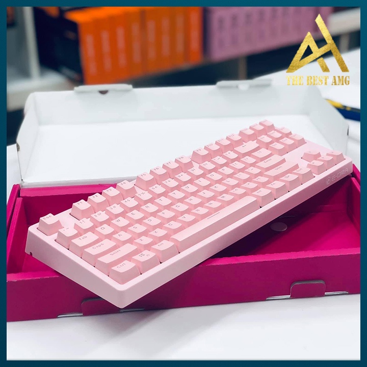 Bàn Phím Cơ Gaming Xuyên Led Mini 87 Phím EDRA EK387 Màu Hồng Bàn Phím Máy Tính Có Dây Chơi Game