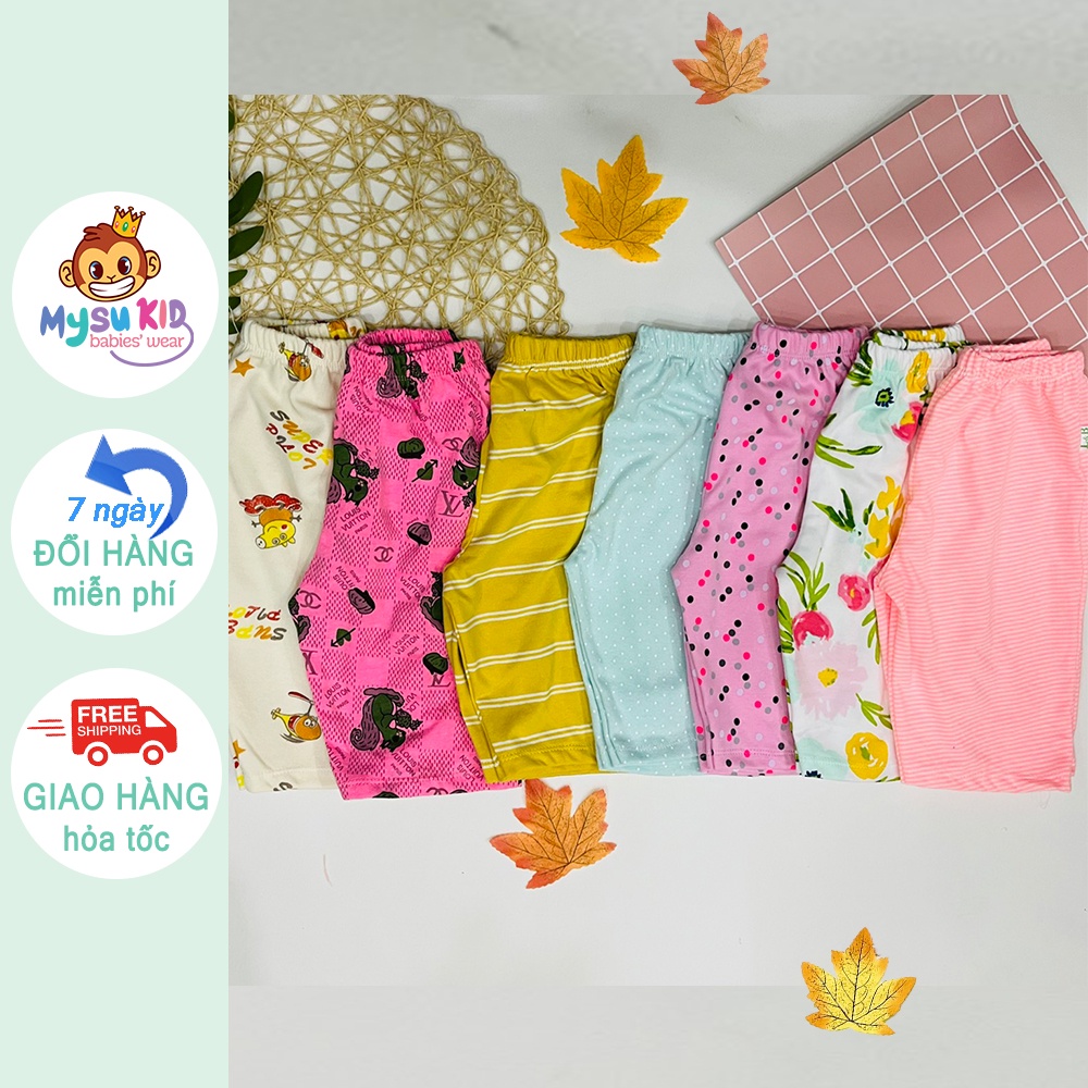 Quần lửng bé gái thun cotton xuất khẩu mềm mát size từ 10kg đến 28kg