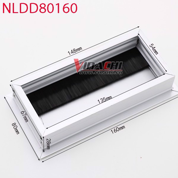 Nắp Luồn Dây Điện Nhôm Chữ Nhật 80*160mm - Nắp Luồn Dây Điện Lắp Âm Bàn Dùng Cho Bàn Làm Việc Văn Phòng