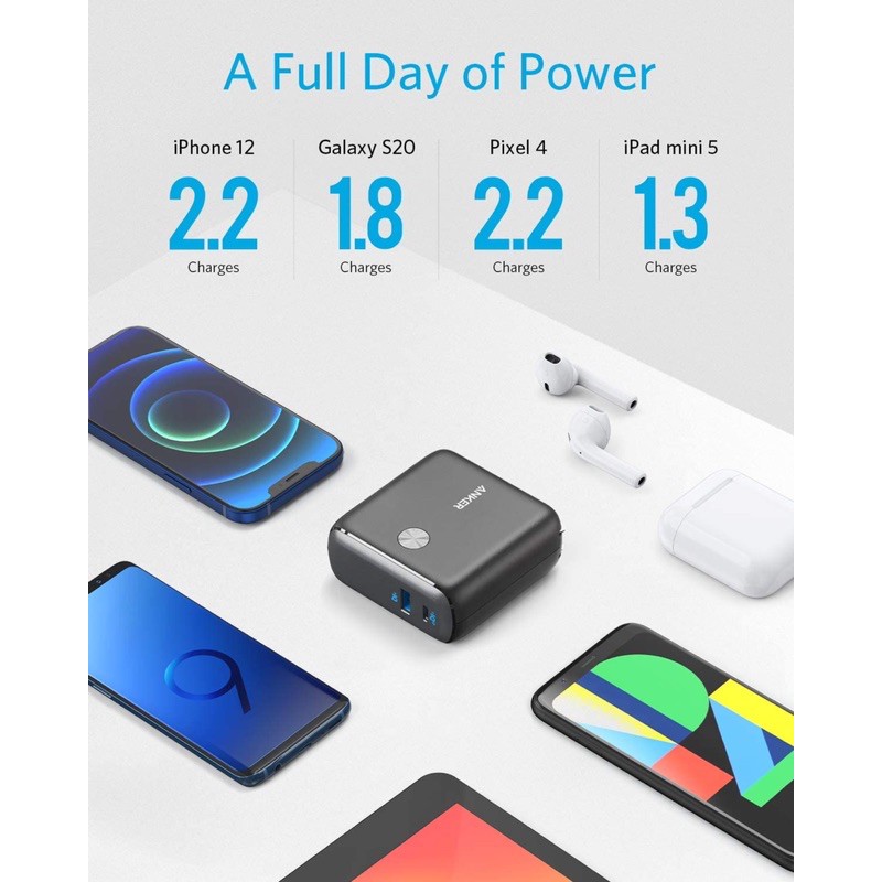 Pin sạc dự phòng KIÊM Củ sạc nhanh iPhone 12, iPad Pro ANKER A1623 (1C-1A) POWERCORE FUSION 10000mAh PiQ 3.0 Gen2 20W