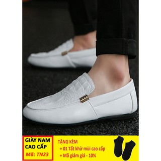 Giày Lười Da Nam 💝FREESHIP💝 Giày Phong Cách Vân Da Cá Sấu Cao Cấp