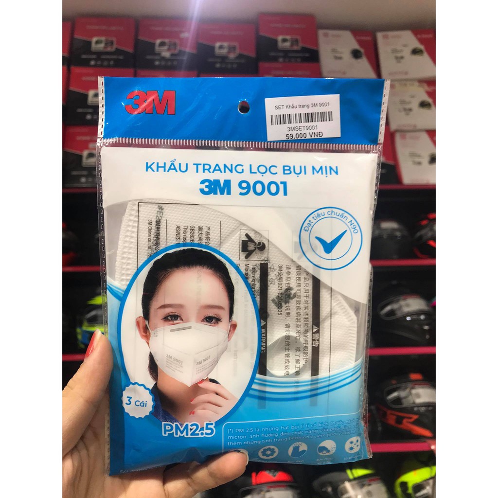 (set 3 cái) Khẩu trang lọc bụi mịn 3M 9001 N90 - Chống bụi PM 2.5