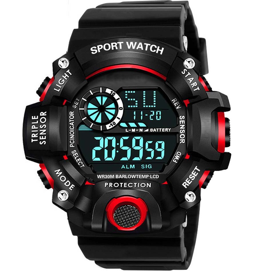Đồng hồ thể thao điện tử nam nữ SBAO sports đồng hồ sinh viên đèn led ban đêm, đầy đủ chức năng cơ bản dây nhựa silicon