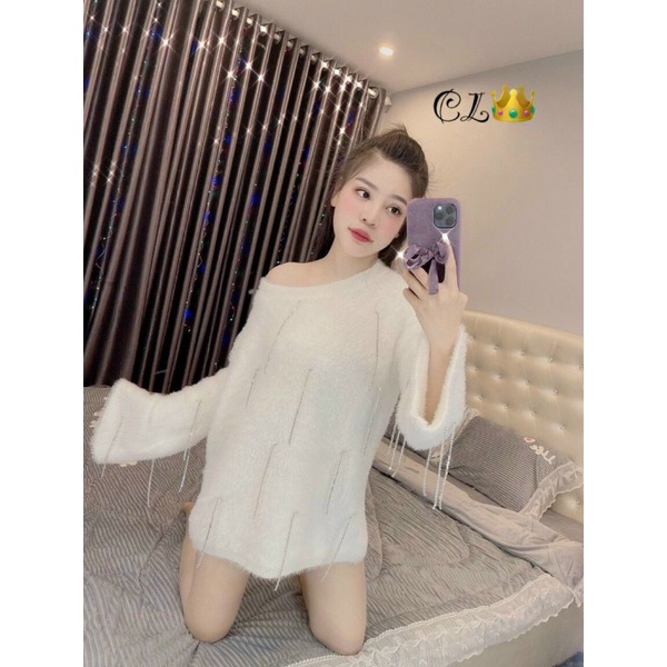Áo len lông thỏ dấu quầb