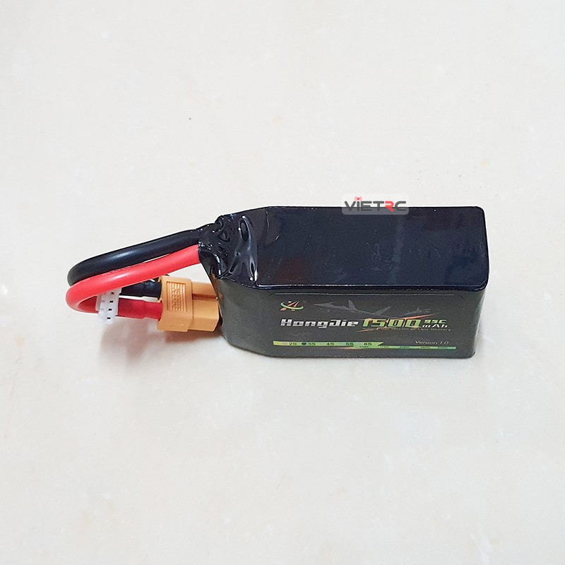 Pin lipo Hongjie 2S (7.4V) / 3S (11.1V) dung lượng 1500mAh 95C dùng cho tàu, xe, máy bay điều khiển từ xa