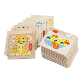 🎐HS🎐Tranh Ghép Hình Nhiều Màu 3D Bằng Gỗ Cho Bé (màu ngẫu nhiên)