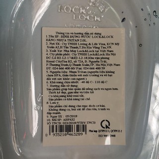 Bình nước One Touch Lock&Lock ABF632 – 2L