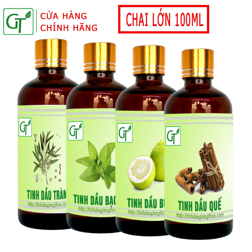 Tinh Dầu Chai Lớn 100ml Quế, Sả, Bạc Hà, Tràm, Bưởi...  - 100% Tự Nhiên Nguyên Chất - Hàng Cao Cấp - Tinh Dầu GT