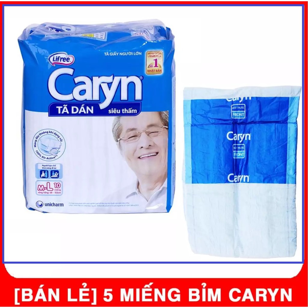 Combo 5 Tã dán người lớn Caryn Cho Mẹ Sau Sinh, Lõi bông cao cấp thấm hút mỏng nhẹ, cho bề mặt luôn khô thoáng