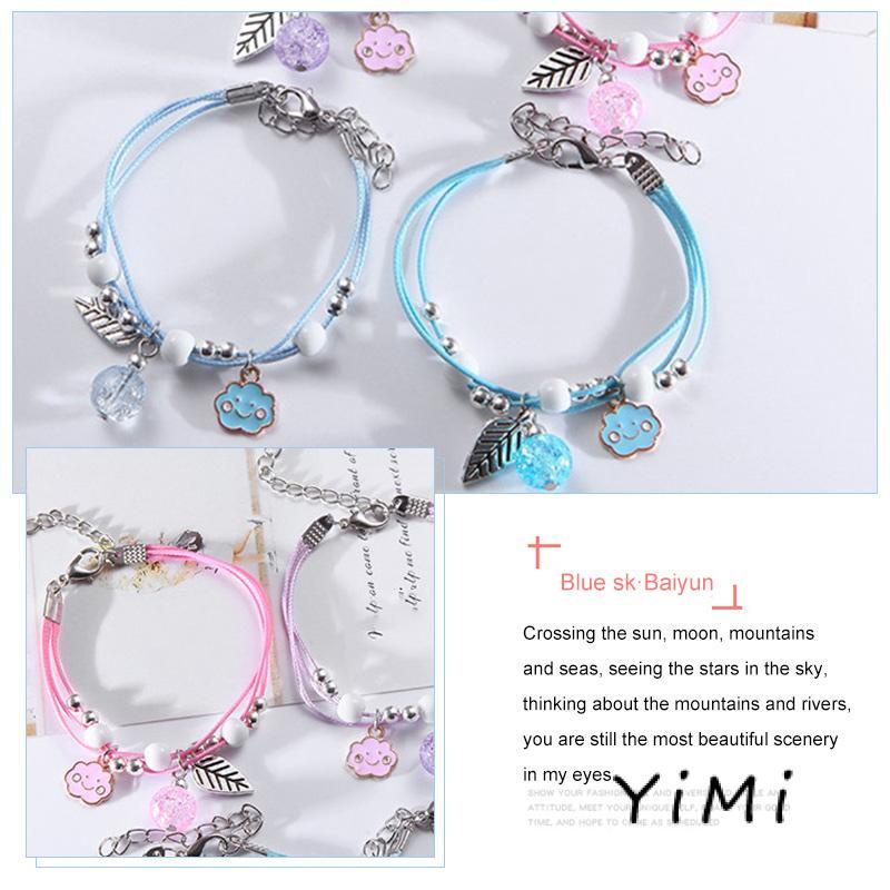 Vòng Tay Chuỗi Hạt Thủy Tinh Nhỏ Nhắn Họa Tiết Hoạt Hình Dễ Phối Đồ Thời Trang Cho Nữ