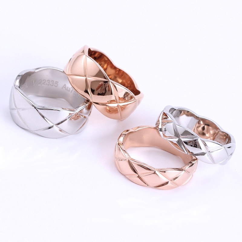Nhẫn đeo ngón tay bằng thép không gỉ họa tiết kim cương chống nước màu vàng hồng 18k thời trang cho nữ