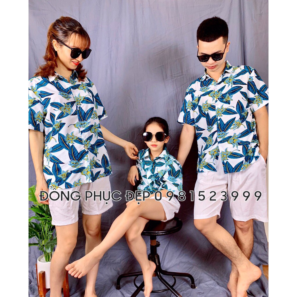 [SALE LẺ=SỈ] Áo sơ mi nhóm lớp đi biển, sơ mi họa tiết hawaii hoa lá, sơ mi đôi nam nữ cực đẹp vải Kate Thái cao cấp | BigBuy360 - bigbuy360.vn