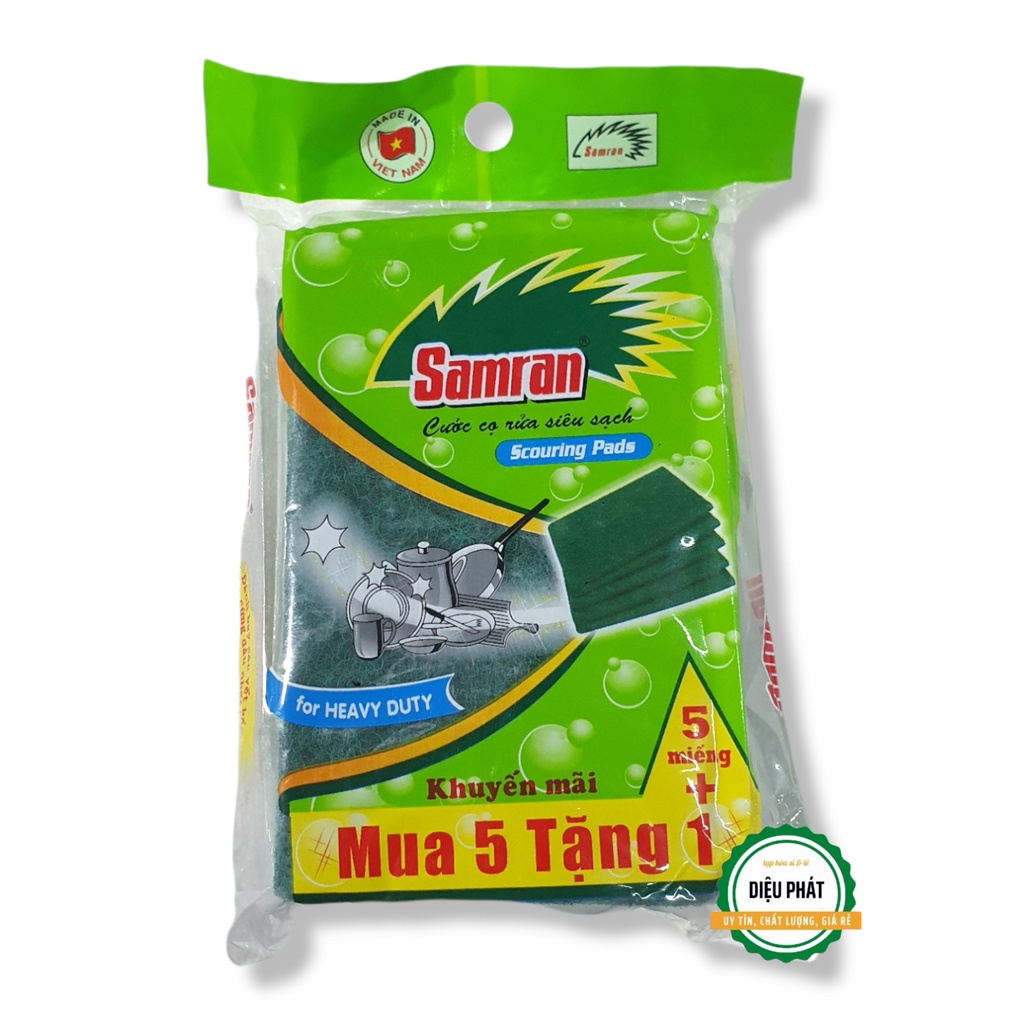 ⚡️ Bộ 5 Miếng Cước Rửa Chén Bát Samran Siêu Sạch + Tặng 1 Miếng