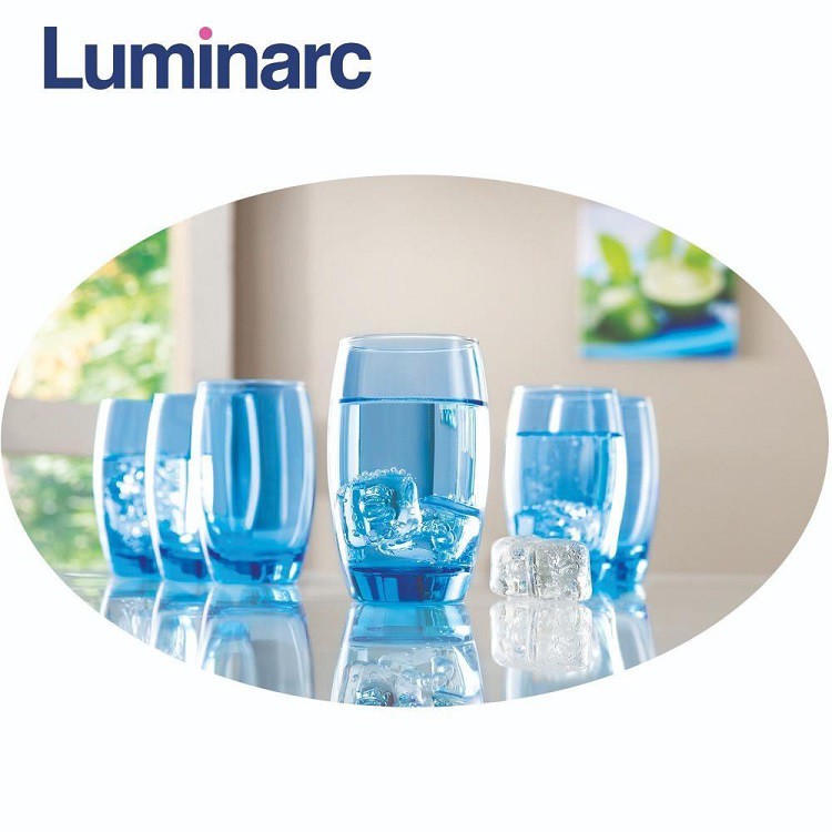 Bộ Cốc Thủy Tinh Uống Nước Đẹp Cao Cấp Chính Hãng Luminarc Salto Ice Bue J1585 Dung Tích 350ml