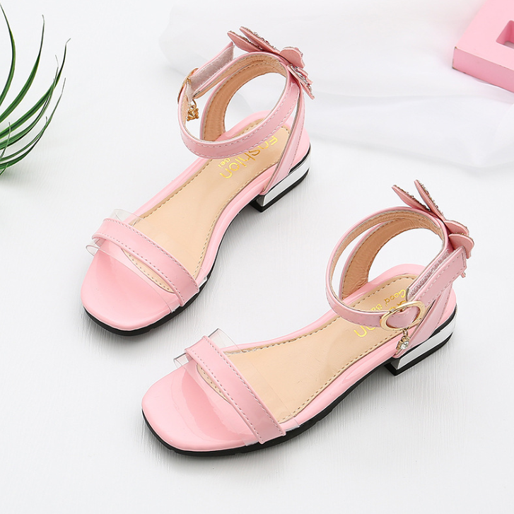 Giày sandal đế mềm hở ngón đính nơ thời trang đi biển mùa hè phong cách Hàn Quốc cho bé gái