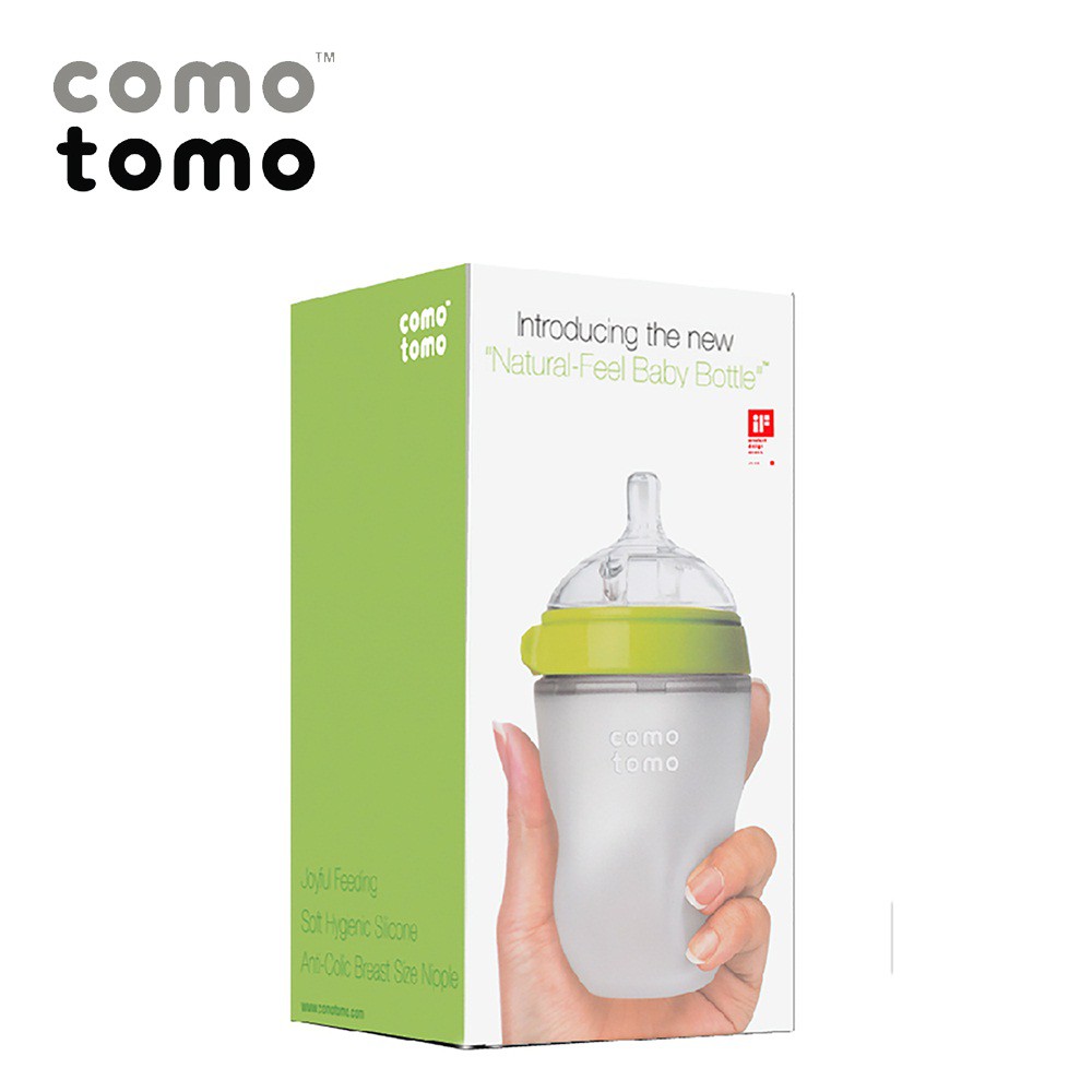 Bình sữa silicone Comotomo 250ml - Xanh CT00013/Hồng CT00014