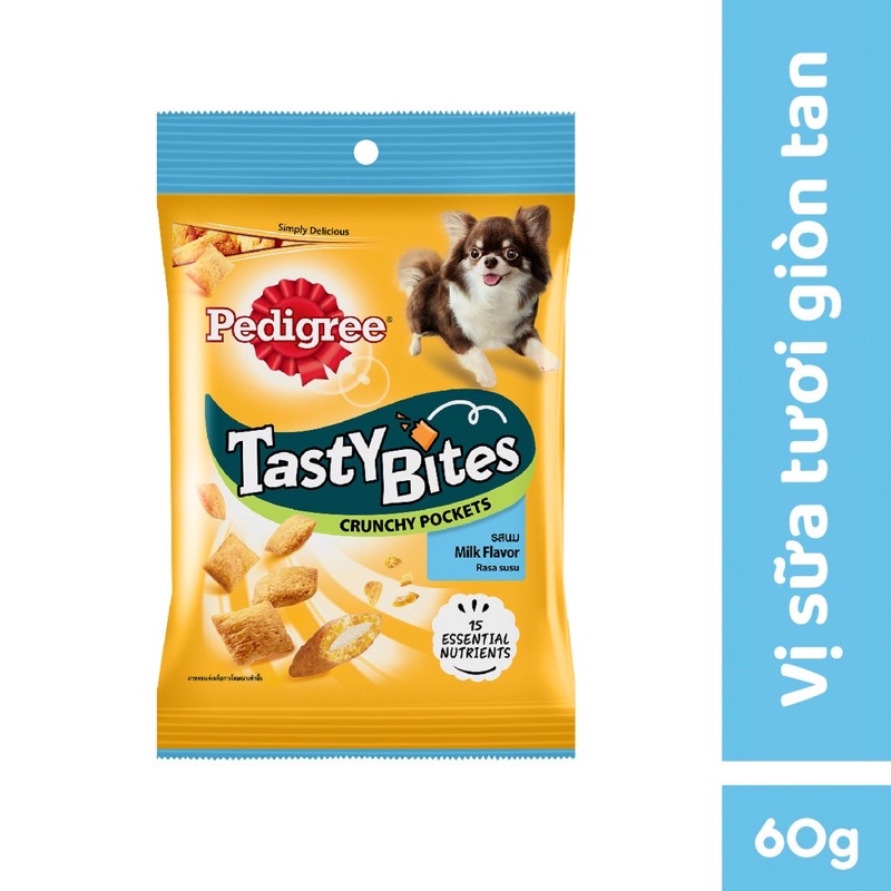 Bánh thưởng Pedigree Tasty Bites cho chó viên giòn vị sữa, thịt gà 60g