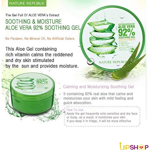 Gel lô hội Nature Public Aloe Vera 92% Soothing Gel 300ml - Dưỡng da/dưỡng ẩm/gel dưỡng ẩm [Maimeo]