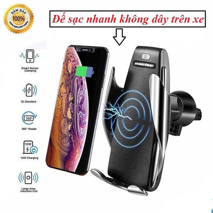 Sạc Không Dây Ô tô S5, Đế Sạc Nhanh Điện Thoại Không Dây Trên Xe Hơi Không Dây Cảm Ứng