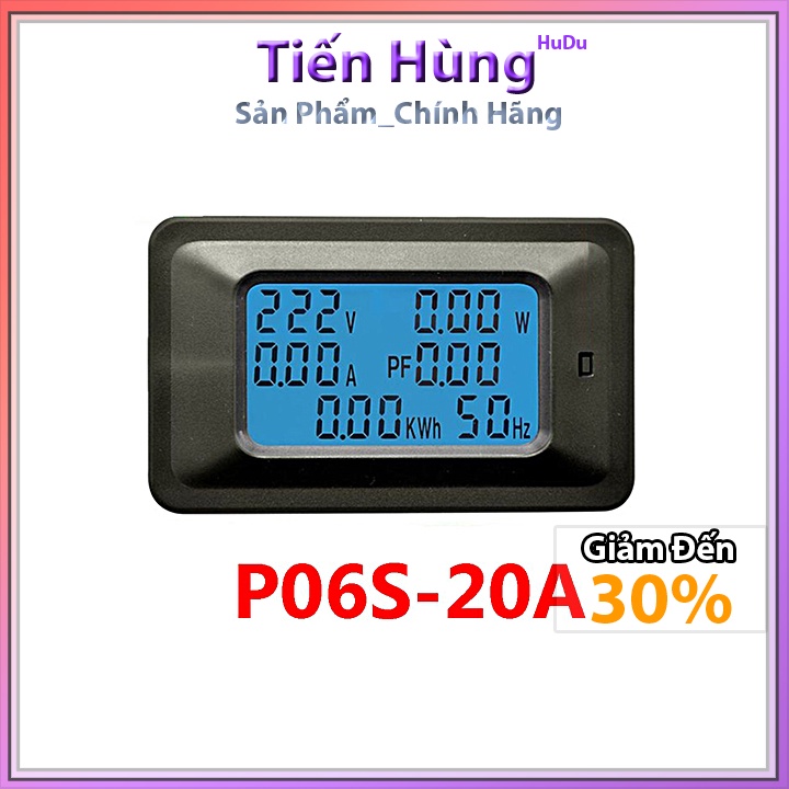 Công tơ điện tử 1 pha 6 thông số P06S 20A có đèn nền và reset - đồng hồ đo điện cảnh báo công suất