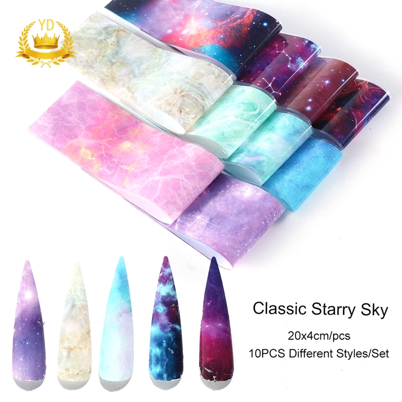 [Hàng mới về] Set 10 tấm giấy foil dán móng tay nghệ thuật sành điệu