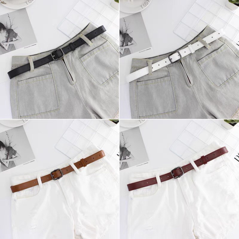 Thắt lưng chữ nhật mặt đen ghi nam nữ học sinh đơn giản TLN018 - Dây nịt học sinh basic cá tính - Thắt lưng trendy