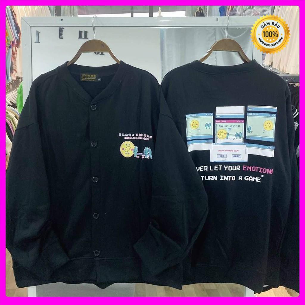 [Ảnh Thật] Áo Khoác Unisex Cardigan Hình Mặt Cười Thun Nỉ Ngoại Freesize 65kg AK97 [ ÁO KHOÁC NỮ _ ÁO KHOÁC NAM ] | BigBuy360 - bigbuy360.vn